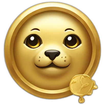gold seal with cute seal face emoji