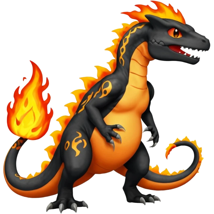 Fiery bony pregnant Charmeleon-Zeraora-Salandit-fusion emoji