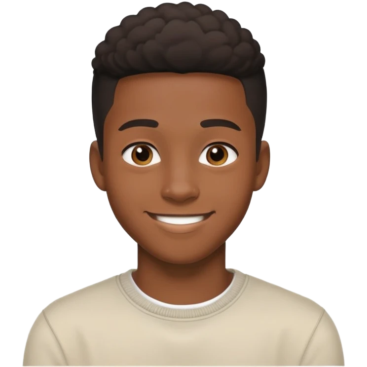 19-year-old Black male with a friendly smile, casual style emoji
