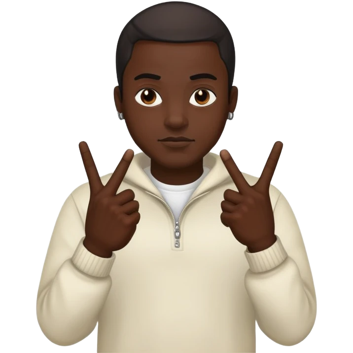 Extremely black man making gang signs emoji