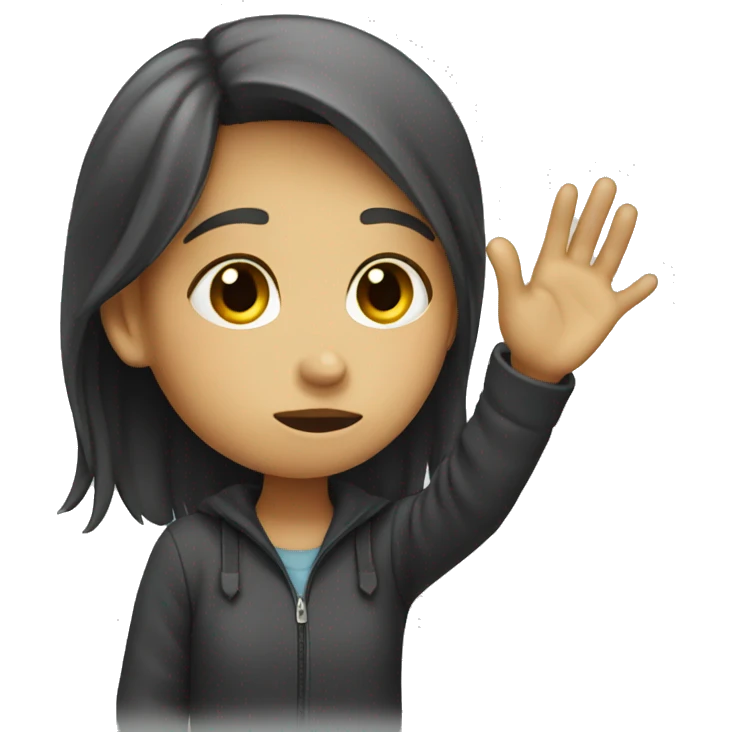 a sad girl waving goodbye emoji