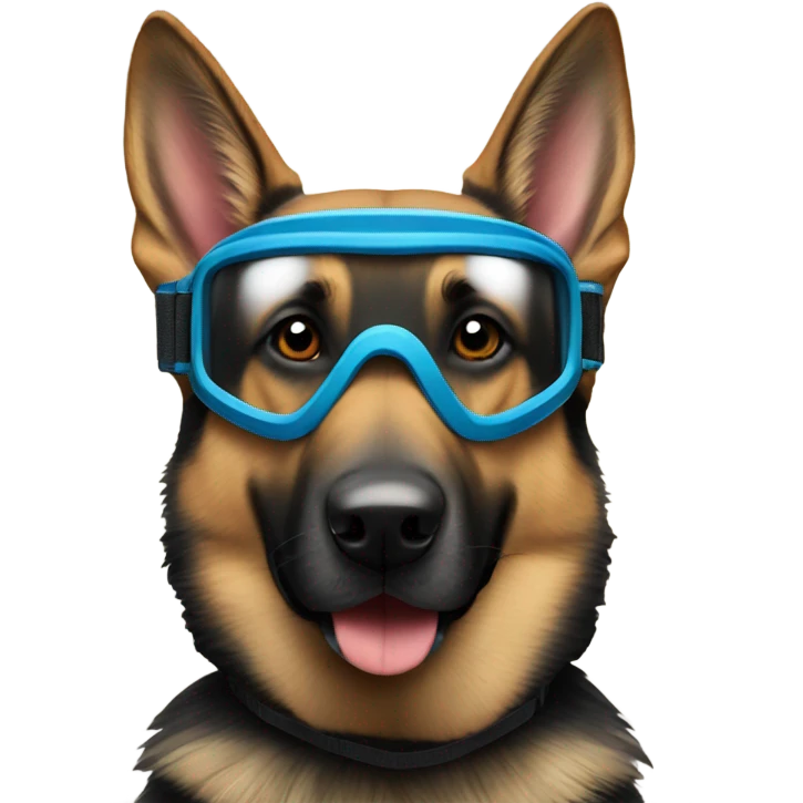 German shepard dog wearing Ski Googles  emoji
