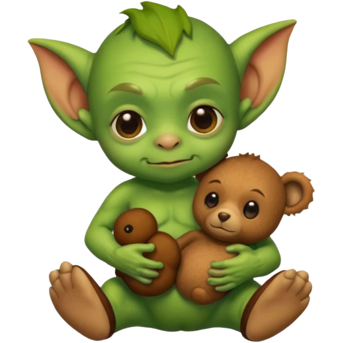 Goblin small baby  with teddy bear  emoji
