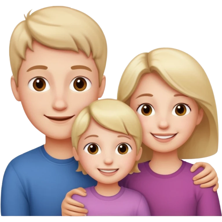 a young boy and a very young girl with their mother emoji