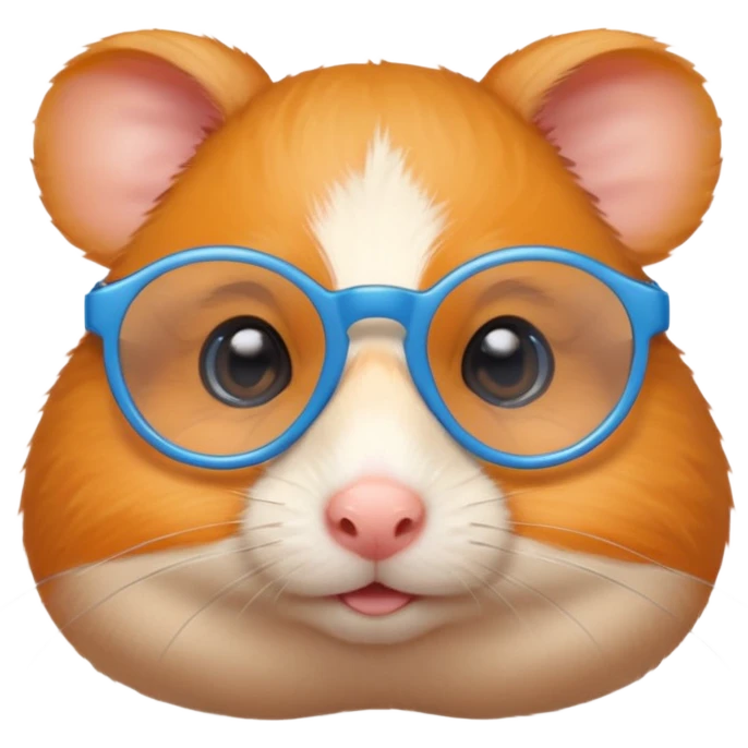 Orange Hamster with tiny blue glasses. emoji