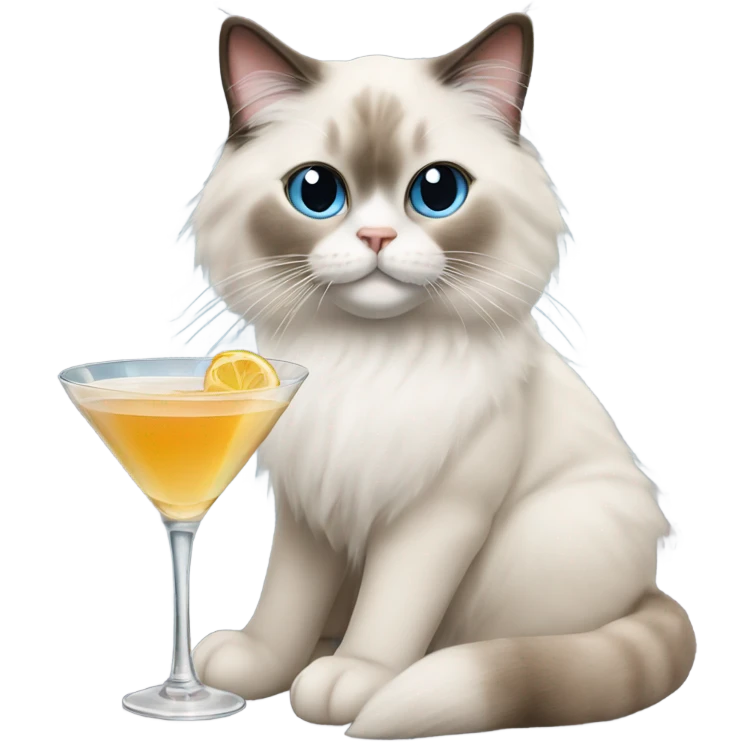 Ragdoll cat drinking martini drink emoji