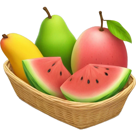 Guava, watermelon and mango in a basket emoji