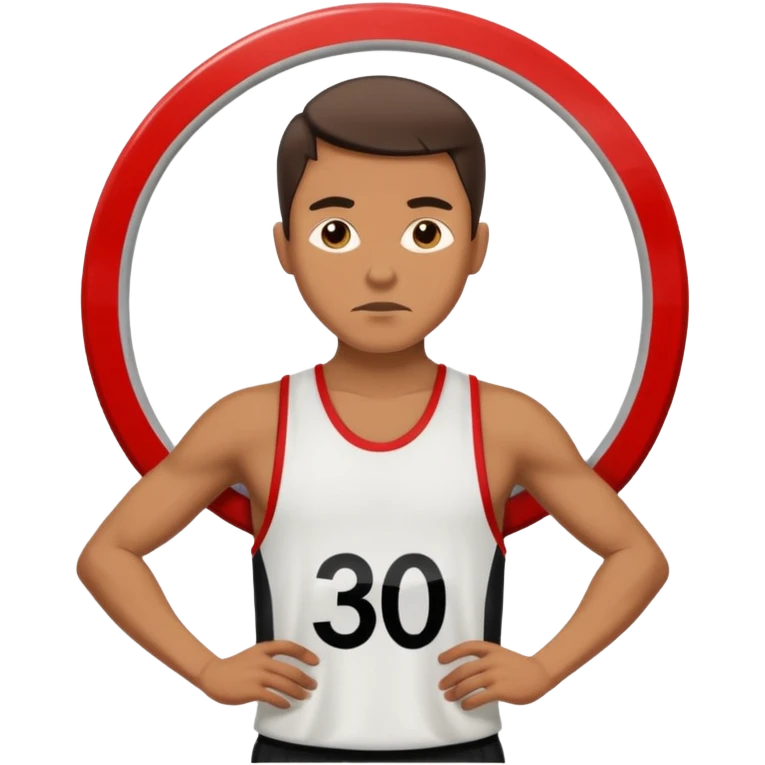 emoji de uma homem andando com roupa da ginástica com um simbolo de proibido por cima. semelhante a uma placa de transito emoji