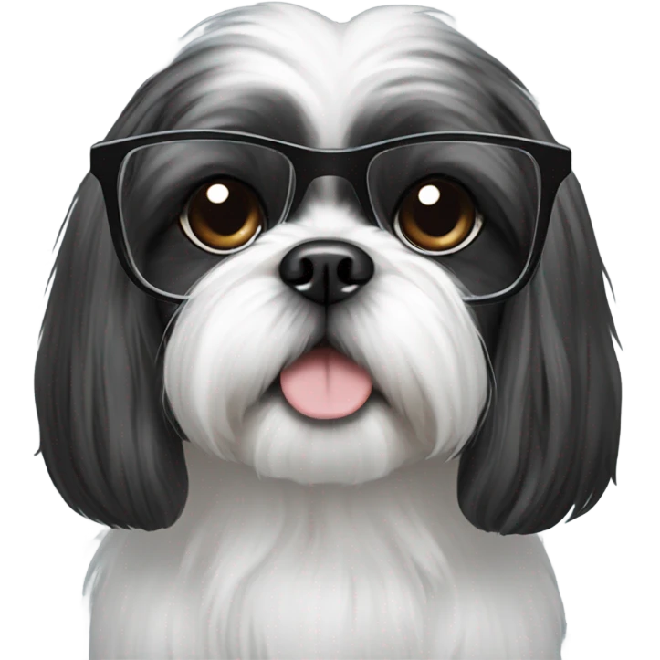 Black and Shih tzu wearing glasses emoji