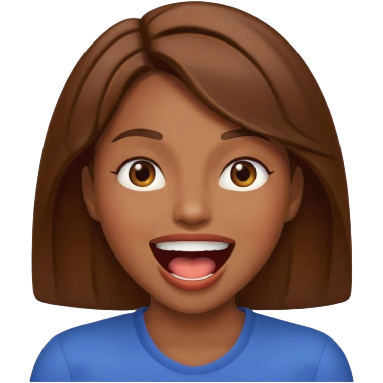 Woman brown hair with mouth open emoji