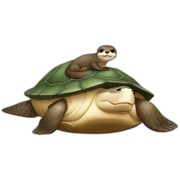 Une loutre sur une tortue emoji