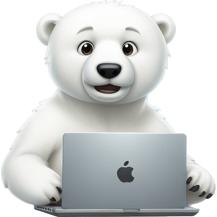 Polar bear using laptop emoji