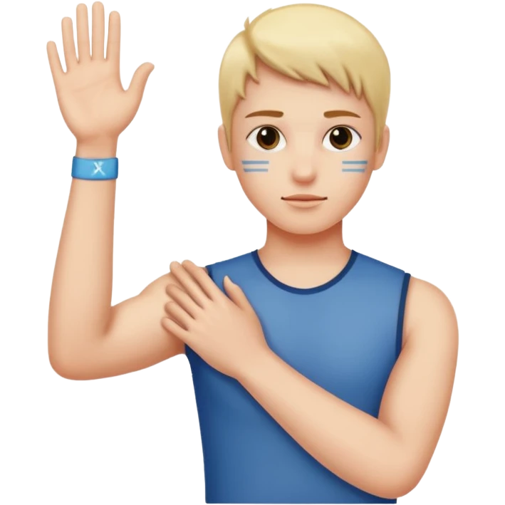 Please make an emoji where the wearer marks O or X with his arm. emoji