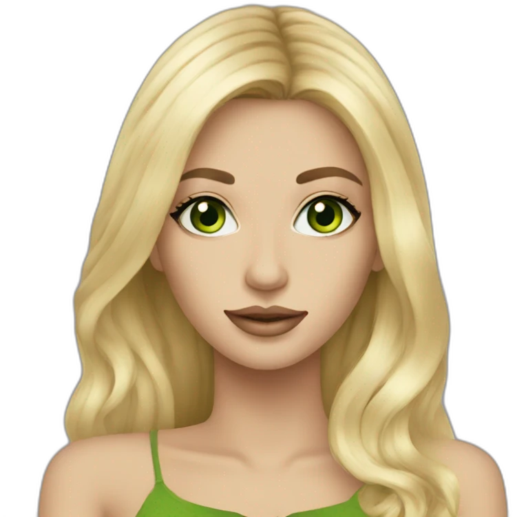 Blond long hair girl with green eyes makeup artist  emoji