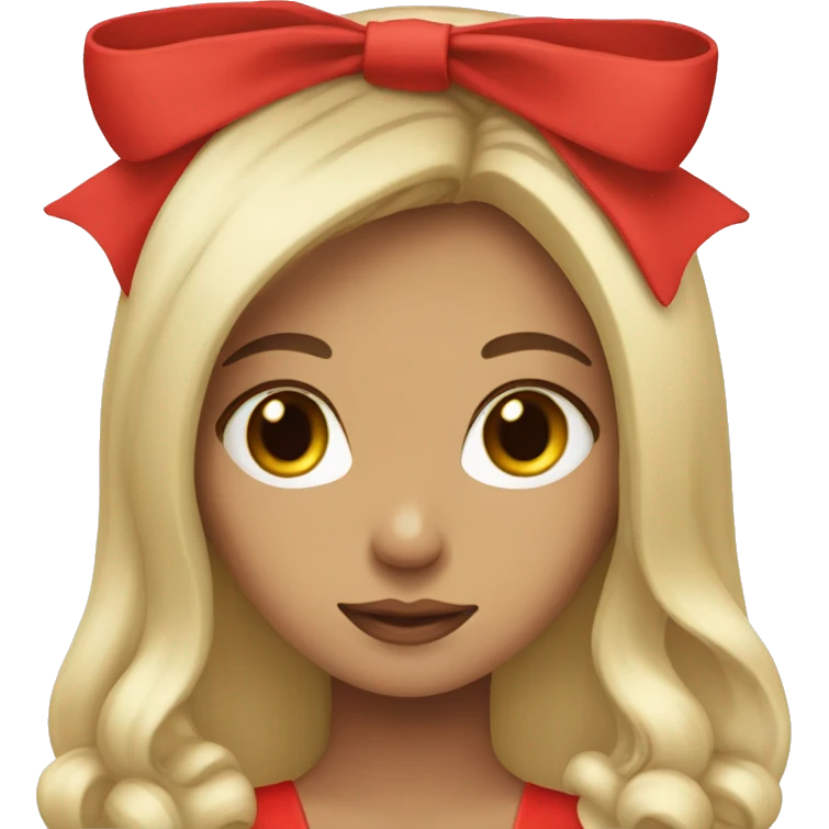 Half Brunette blonde two tone hair girl with red bow emoji