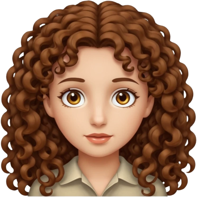 Long curly haired girl with hazel eyes and brown hair  emoji