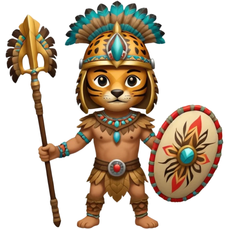 Aztec tiger warrior with traditional feathered helmet emoji