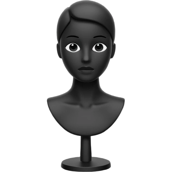 Minimalistic flat vector icon, iOS style, thin black contour on white background. Matte black mannequin in front of in 3D monochrome style. emoji