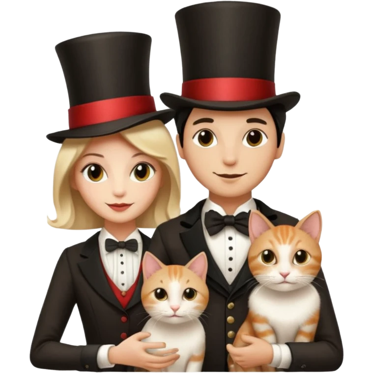 magician couple and their pet cat emoji
