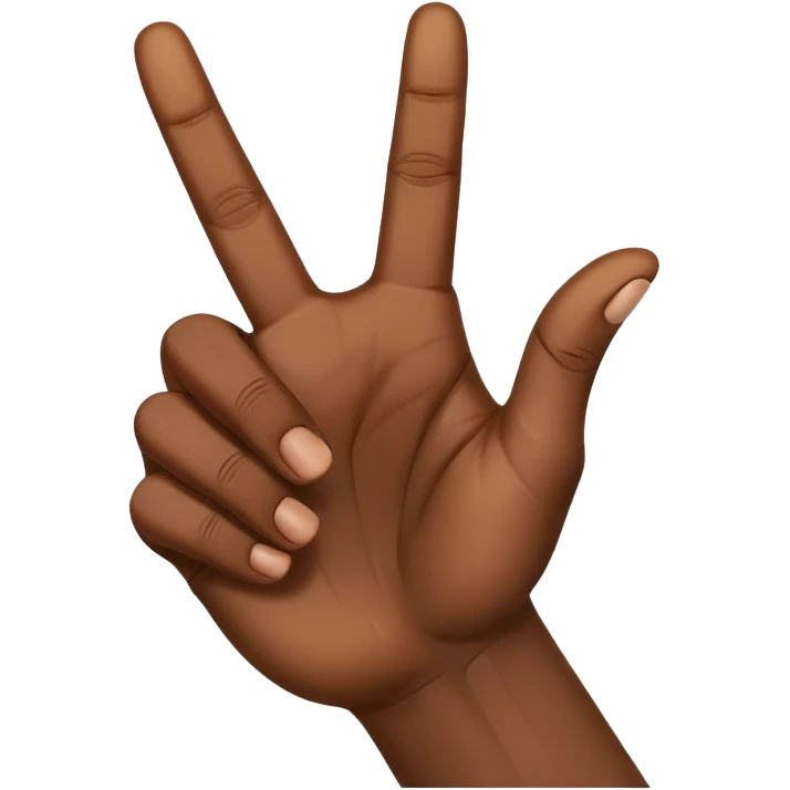 Make the ysl hand sign, but make the hand dark skin, only 5 fingers, with the index and middle finger up and the thumb up, every other finger down. Only 1 hand  emoji