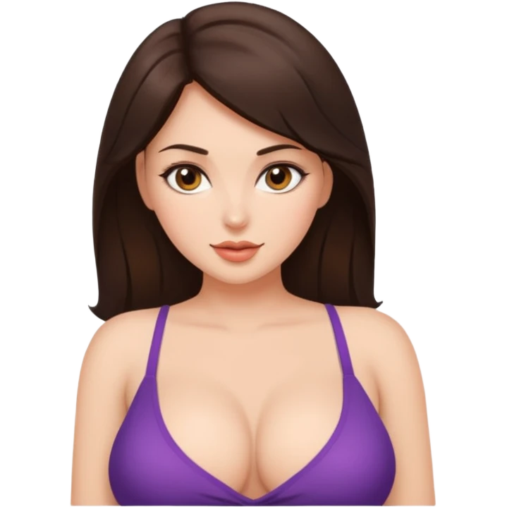 Sexy brunette lady with big boobs emoji