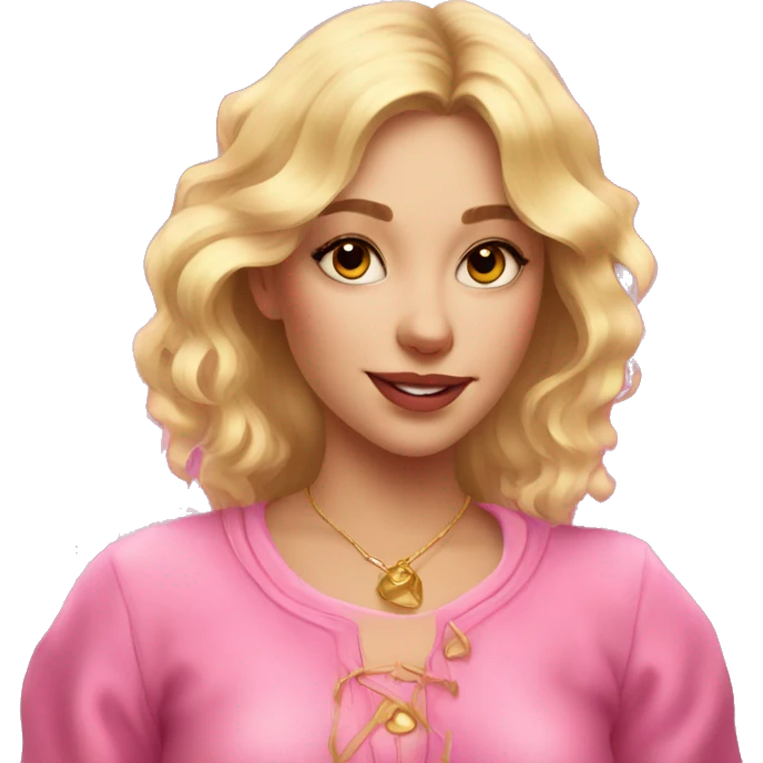 Blonde beautiful girl with pink pink tarot gold cards emoji