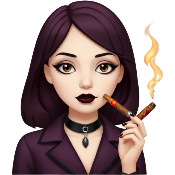 Brown gothic Girl Smoking cigar  emoji
