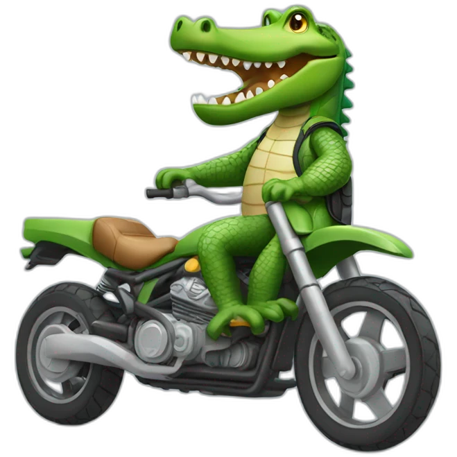 Un crocodile en moto emoji