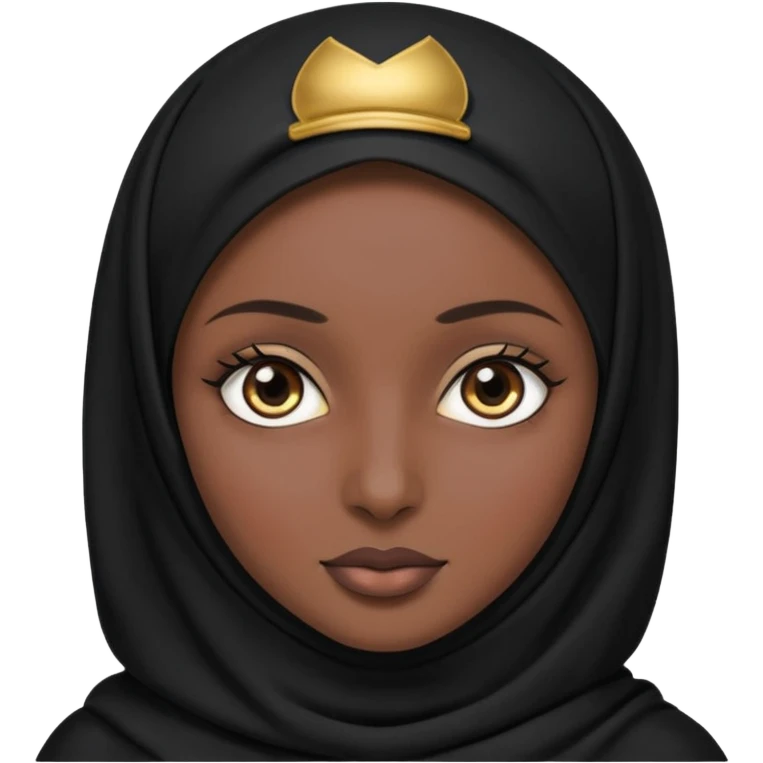 Woman with black face wearing a black hijab with hazel eyes emoji