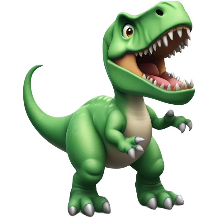 Ein Emoji im klassischen Apple Emoji Stil eines blauen, leicht cartoonhaften T-Rex mit stark betontem Überbiss und scharfen weißen Zähnen. Der T-Rex trägt ein Headset wie eine typischer Customer Service Person. Der Dinosaurier wird aus einem humorvollen Blickwinkel präsentiert und hält einen lustigen, leicht verwirrten Ausdruck.
Lege ganz besonderen Fokus auf den Überbiss
 emoji
