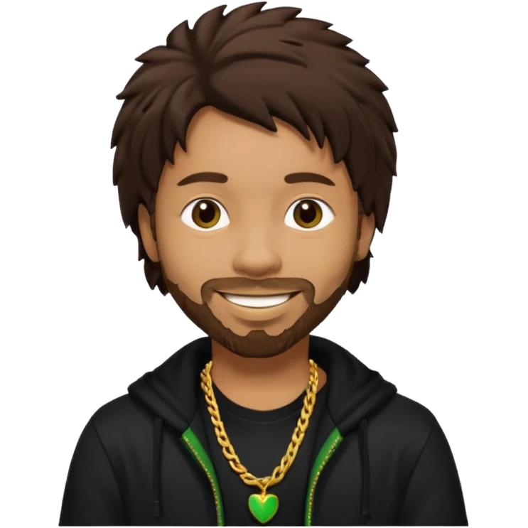 Shaggy, Reggae Rapper with dark brown hair, black outfit emoji