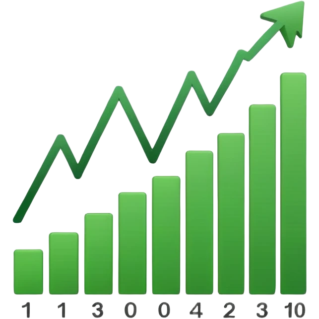 graph with line going up and being green emoji