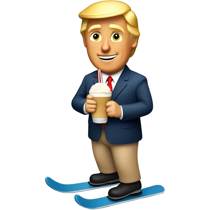 Donald trump on skis drinking a milkshake emoji