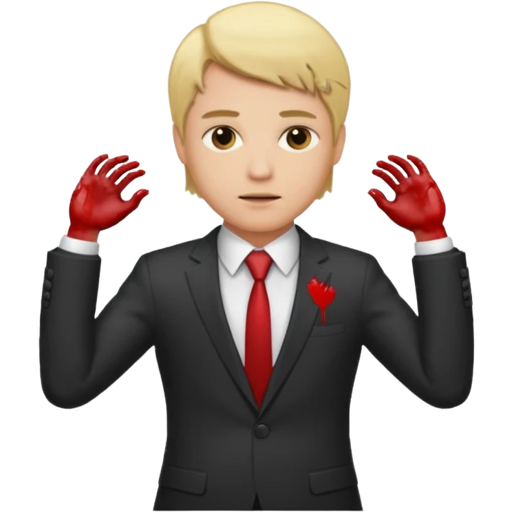 Deftual guy emoji with biond hair and man suit and 2 arms together and one with blod emoji