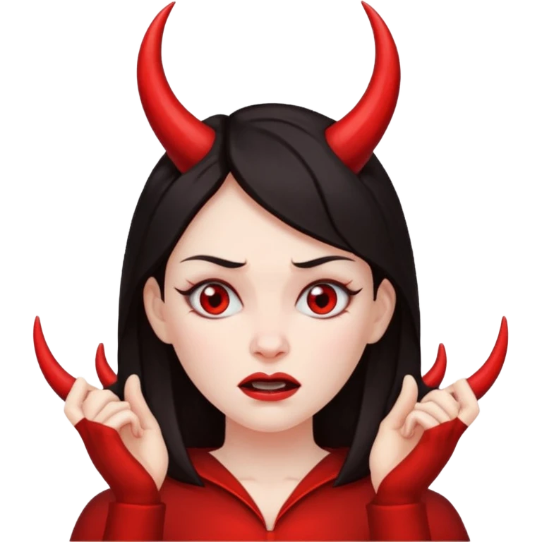 dark hair devil woman head ache emoji