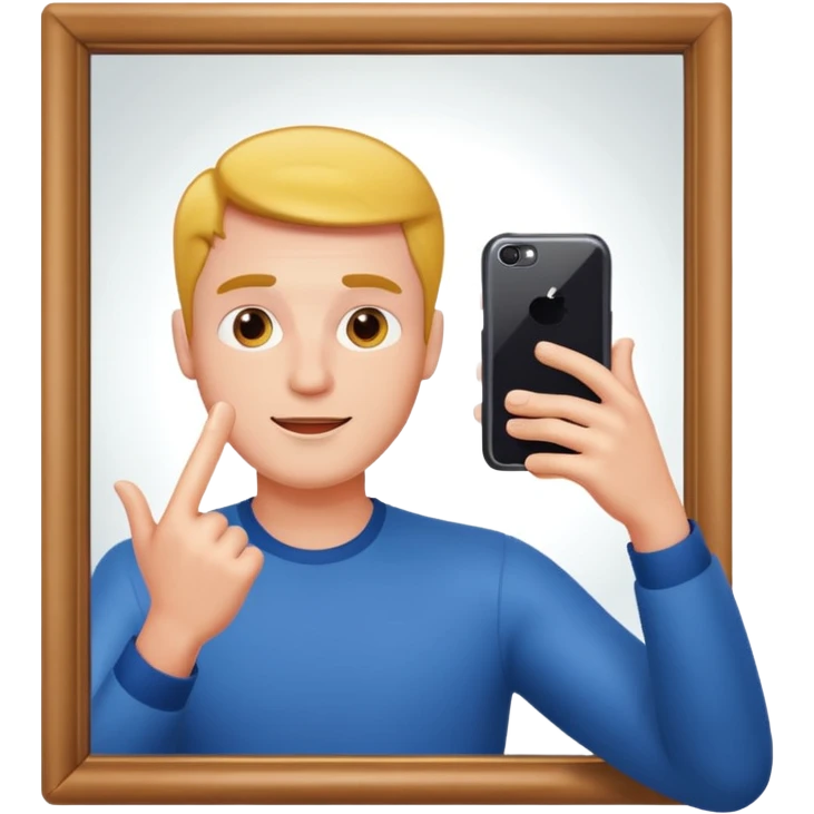 a man snapping a selfie in a mirror emoji