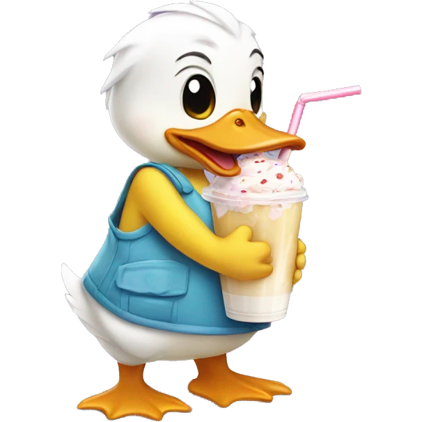 duckling drinking a milkshake emoji