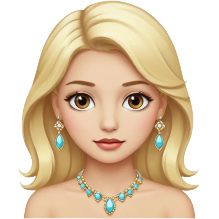 fancy blonde hair girl with makeup and jewellery emoji