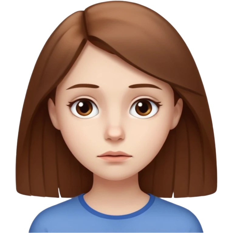 Brown haired pale clean girl straight face like she’s looking like “seriously?”  emoji