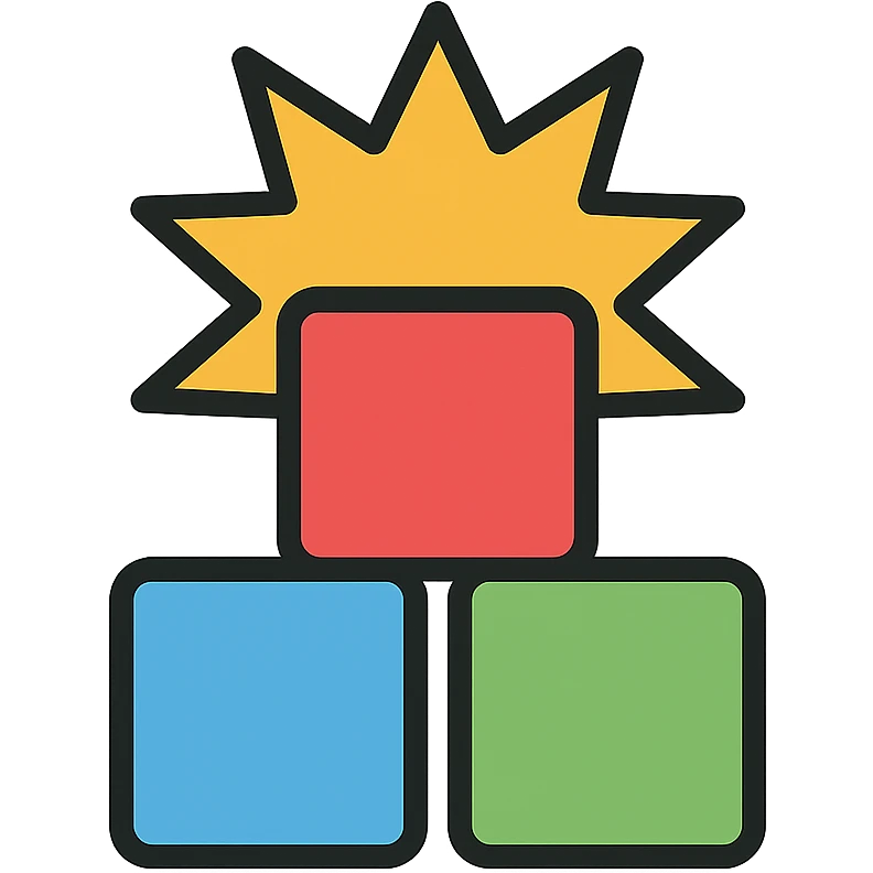 modern app icon for Block Blast, stacked blocks with a burst effect, minimalistic, sharp edges emoji