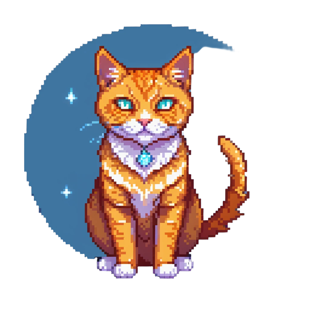 orange cat with magical glowing eyes and magical aura emoji