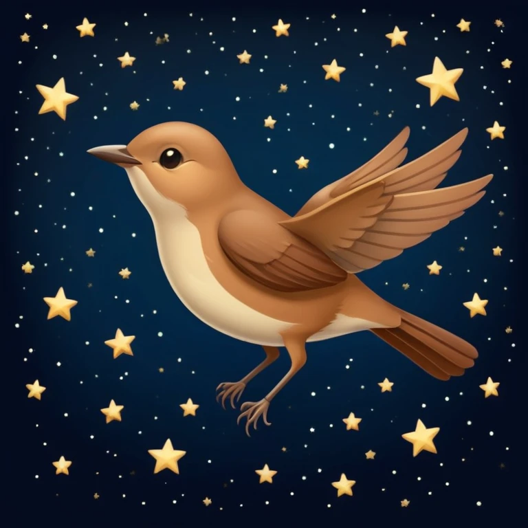 a nightingale bird flying against a dark starry night sky emoji
