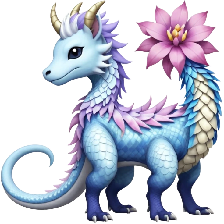Shiny Glossy Pastel Light Divine Reptilian Draconian Furry Scaly Hairy Feathery Bovine Goated Feline Beautiful Floral Snowy Pretty Absol-Amaura-Suicune-Cobalion-fusion, full body emoji