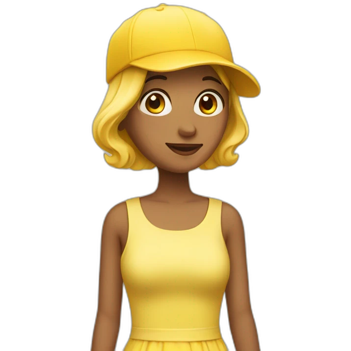 woman wearing a dress and a yellow cap emoji