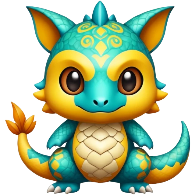 Randomly-colored exotic chibi Fakémon-creature emoji