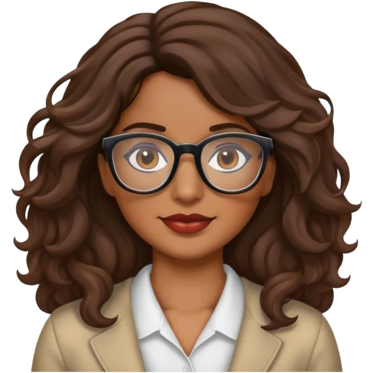 Hispanic women with brown wavy hair and glasses emoji