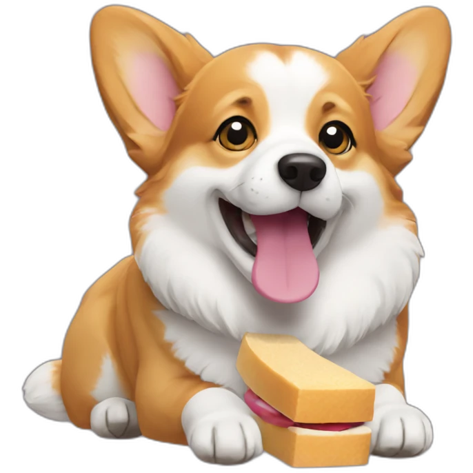 corgi eating a chew toy emoji