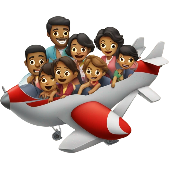 Family of 8 flying in airplane emoji