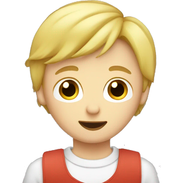 a blonde boy in a circle having a mac pc in fornt of him emoji