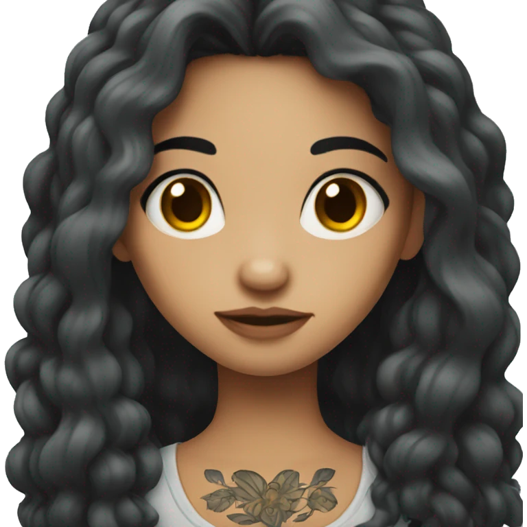 Long dark hair girl with tattoos emoji